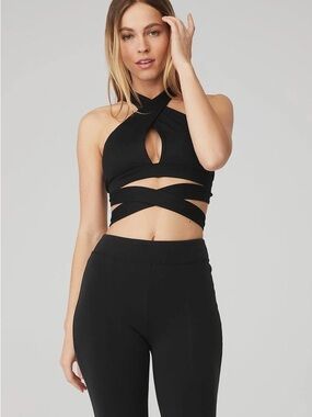 ALO Alosoft Switch It Up Bra Black Multiway Tie Triangle Top size Small